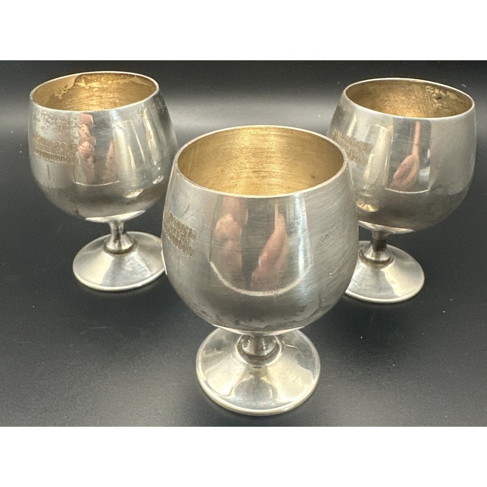 Vintage  1974 Sheridan Silverplate Trophy Cordial Cups Marked 1st, 2nd, & 3rd.